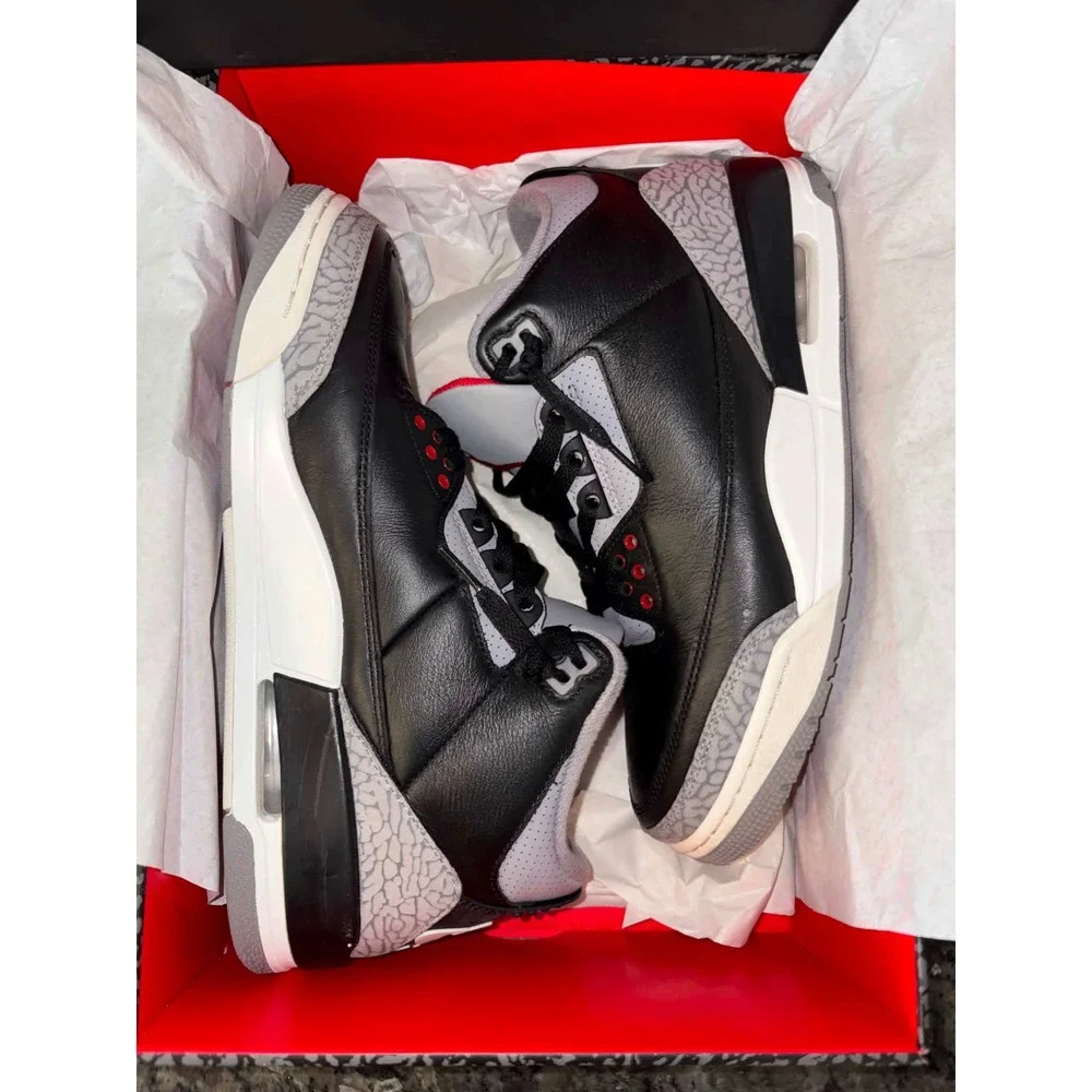 Jordan 3 Retro Black Cement 2024 Mens DN3707-010 Black Fire Red Cement Grey 9